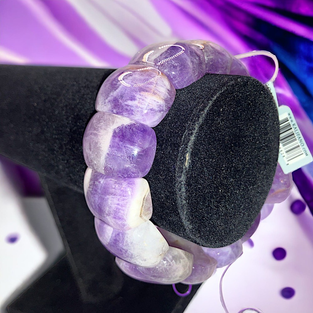NWT! Alexander Kalifano Amethyst Natural Gemstone Elastic Bracelet!